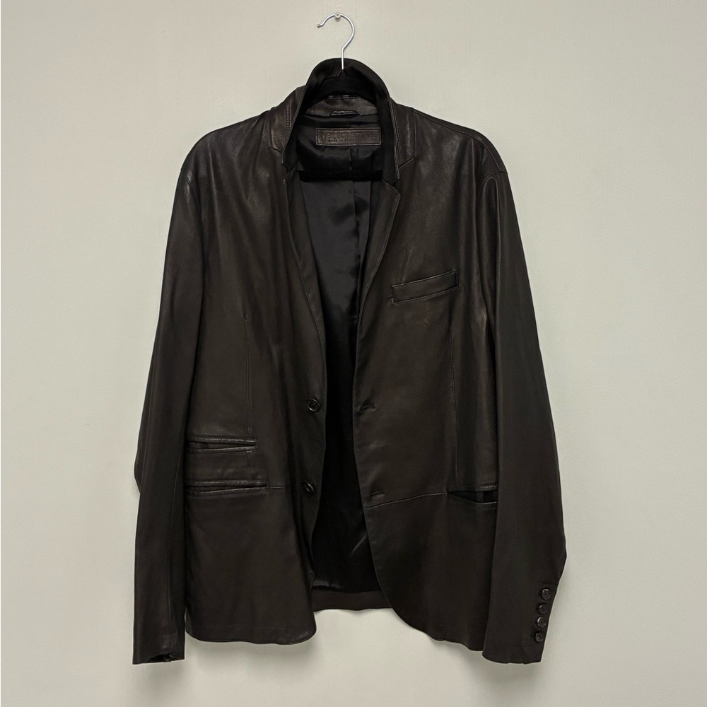 NEIL BARRETT Black Leather Jacket Size XL
